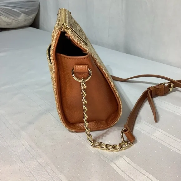 Steve Madden Crossbody Bag Straw Purse Natural Lexi Seasonal Brown Tan Gold - Picture 8 of 13